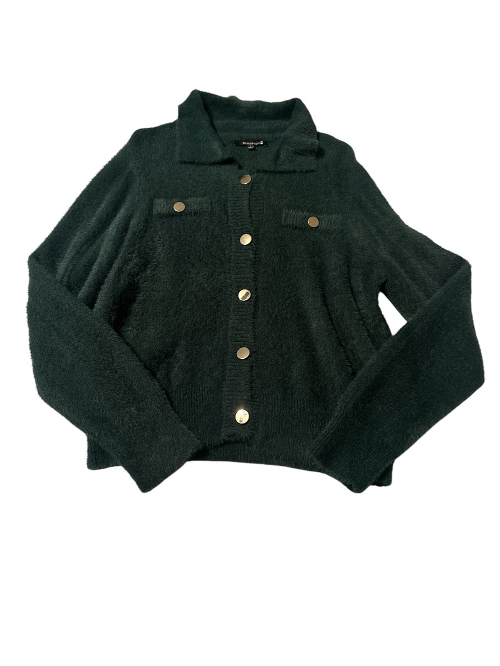 Ellen Tracy Forest Green Plush Button-Front Jacket